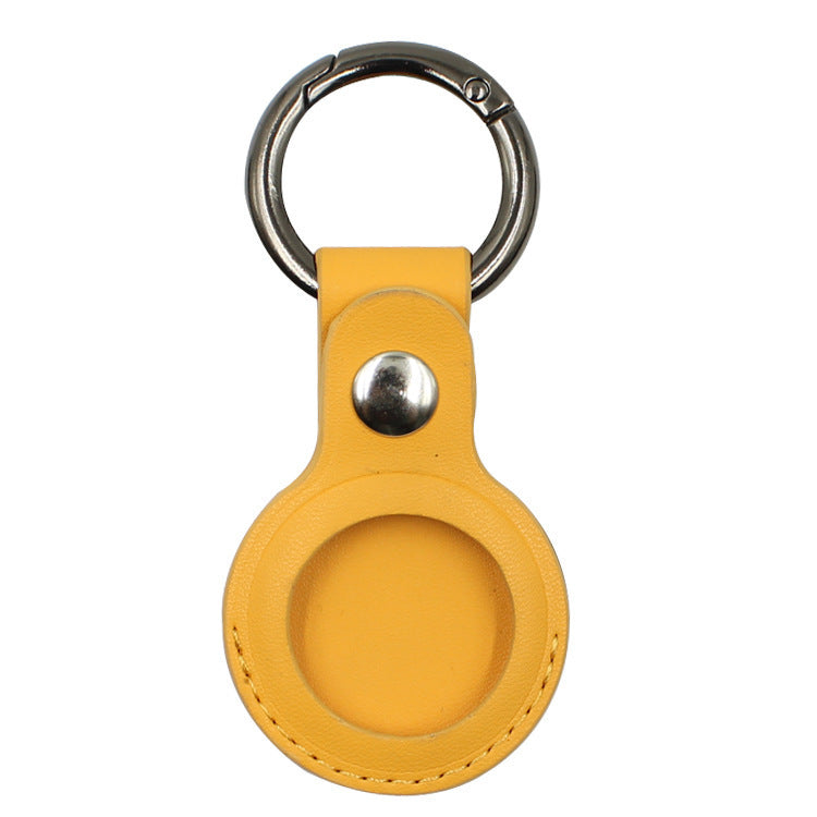 brown PU leather AirTag keychain