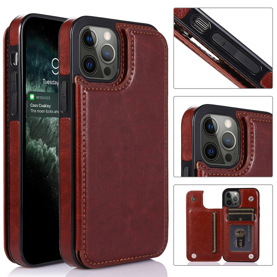 Rose Gold iPhone 15 Wallet Case on display