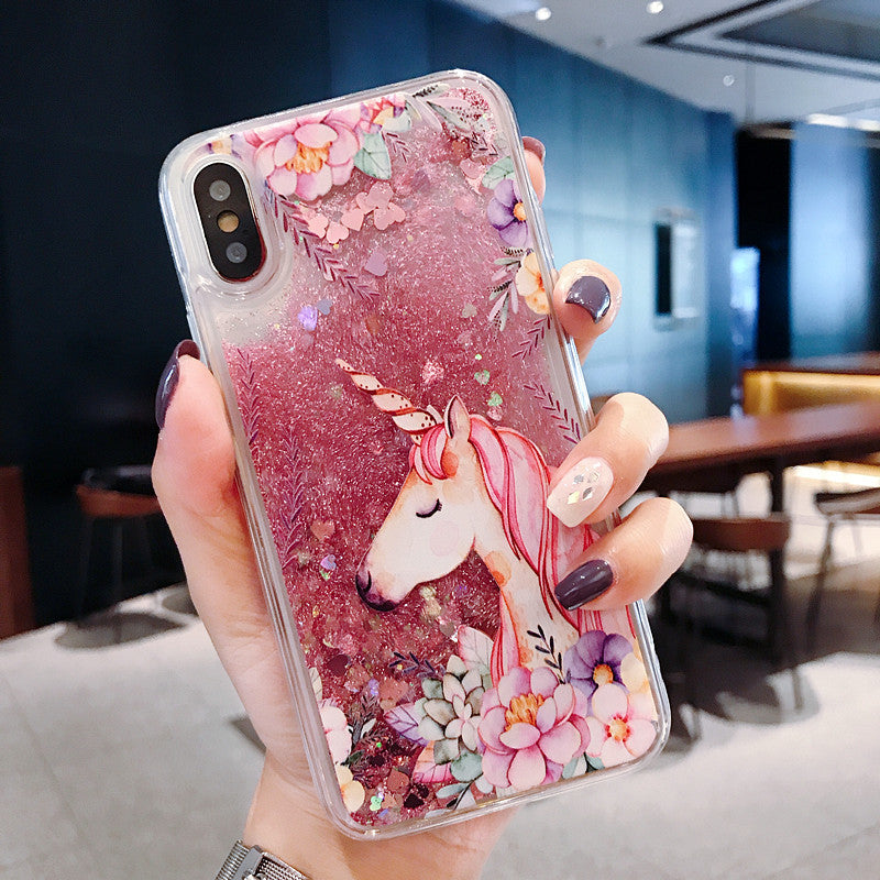 Glitter phone case with colourful floral design
