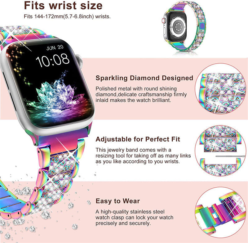 Black stainless steel Apple Watch band with sparkle