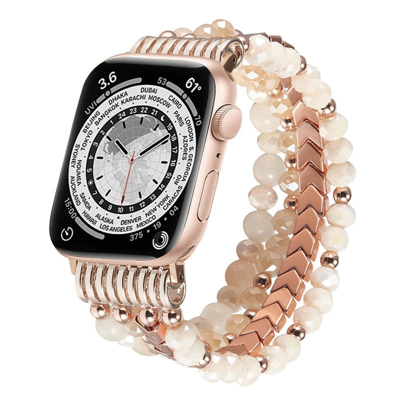 Elegant Beaded Band for Apple Watch in Pink