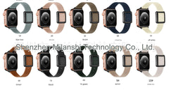 Stylish lifestyle shot of Apple Watch with leather band