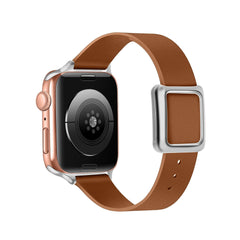Stylish lifestyle shot of Apple Watch with leather band