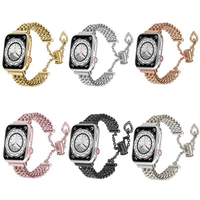 Stylish stainless steel heart woven chain bracelet image 3