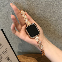 Stylish Metal Diamond Watch Band in Black