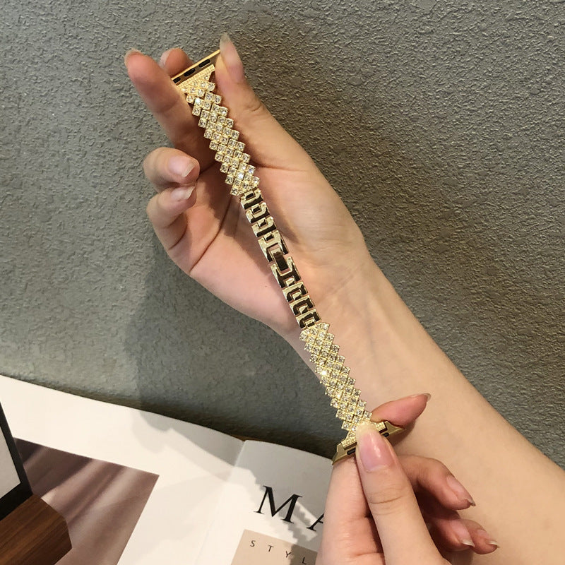 Stylish Metal Diamond Watch Band showing diamond design