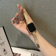 Stylish Metal Diamond Watch Band in Black