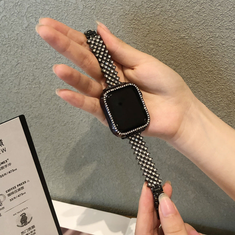 Stylish Metal Diamond Watch Band showing diamond design