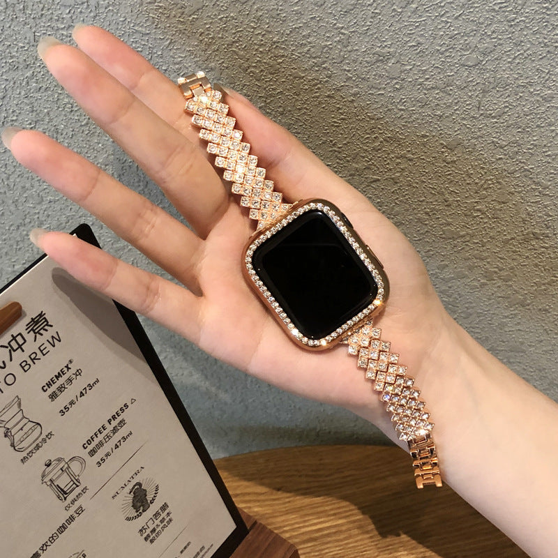 Stylish Metal Diamond Watch Band on wrist