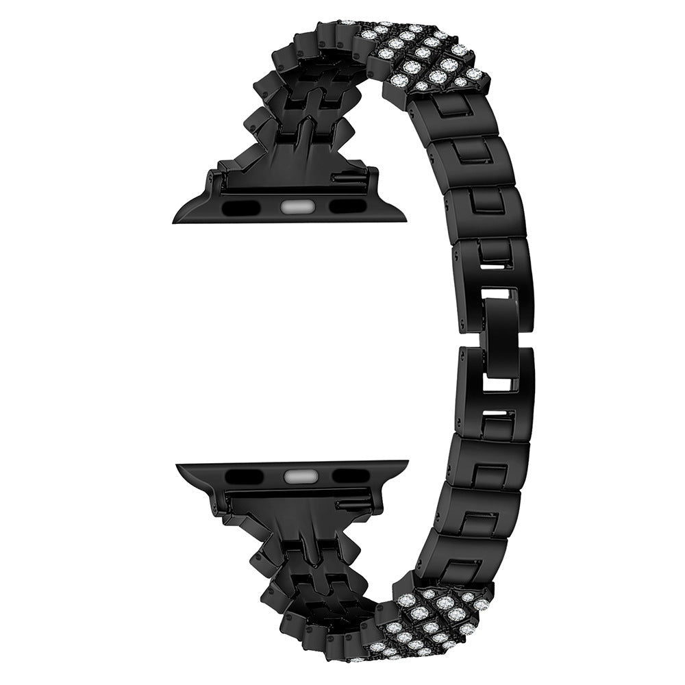 Stylish diamond-studded metal Apple Watch band in Silver