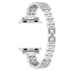 Black diamond-studded Apple Watch band showing details