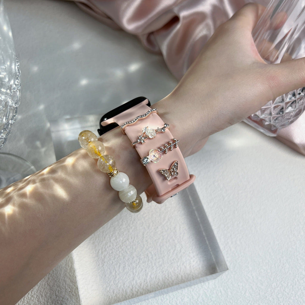 Decorative buckle on silicone watch strap