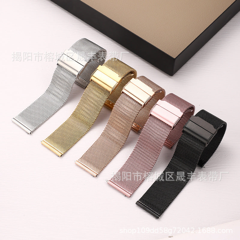 Pink Milanese band for smartwatch showing sleek design