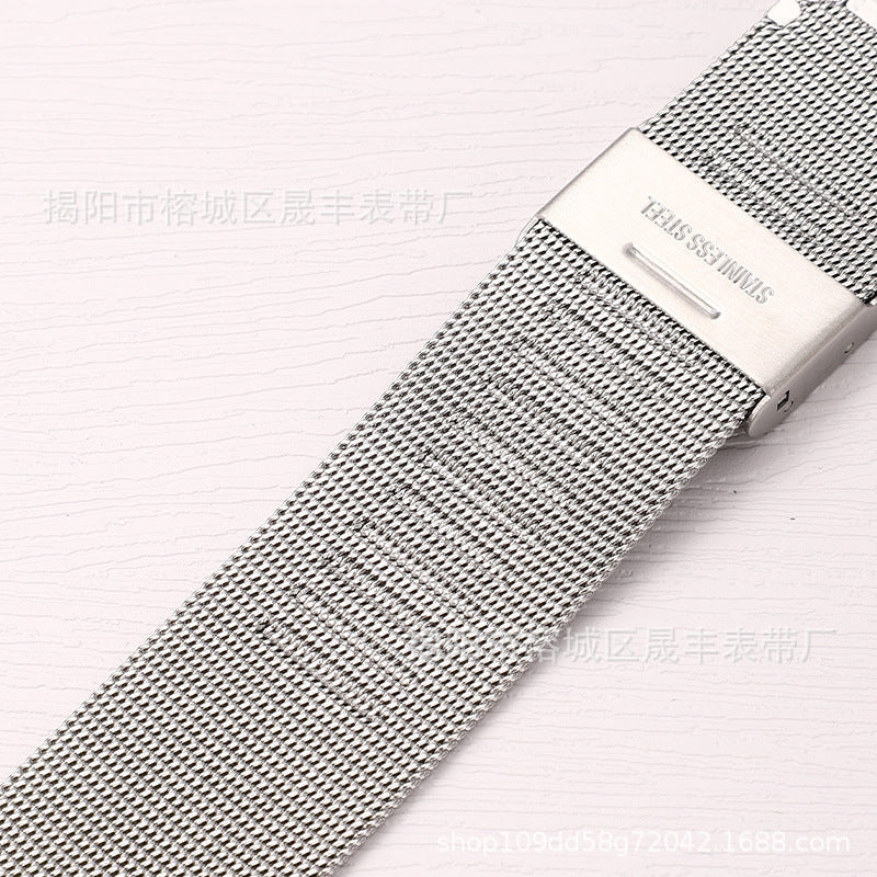 Stylish Milanese loop smartwatch band on a user's wrist