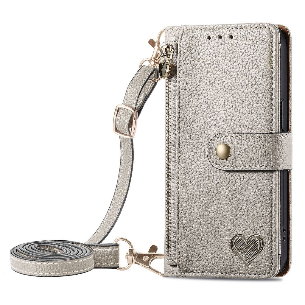 iPhone 16 Pro Max heart-shaped PU leather case front view