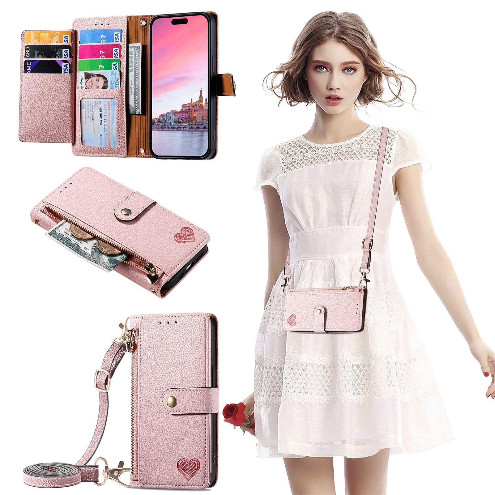 iPhone case with heart design close-up