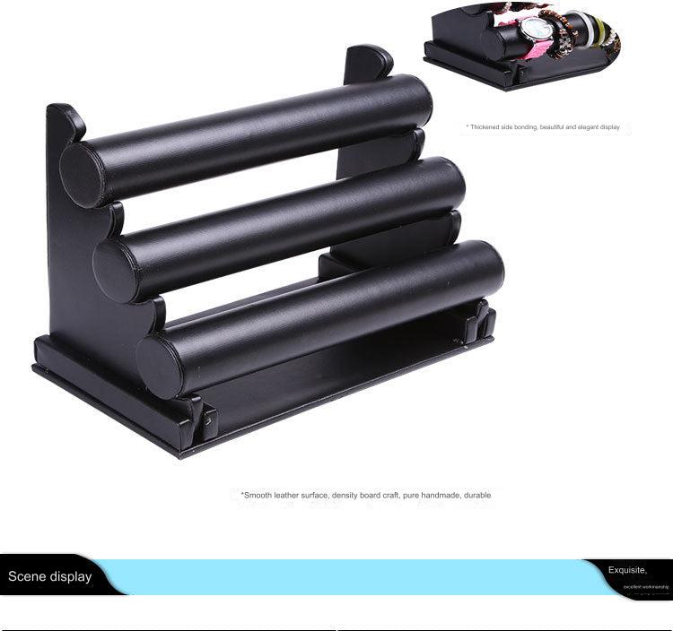 Triple-layer velvet bracelet display stand from side view