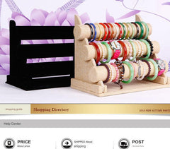 Stylish triple-layer display stand showcasing accessories