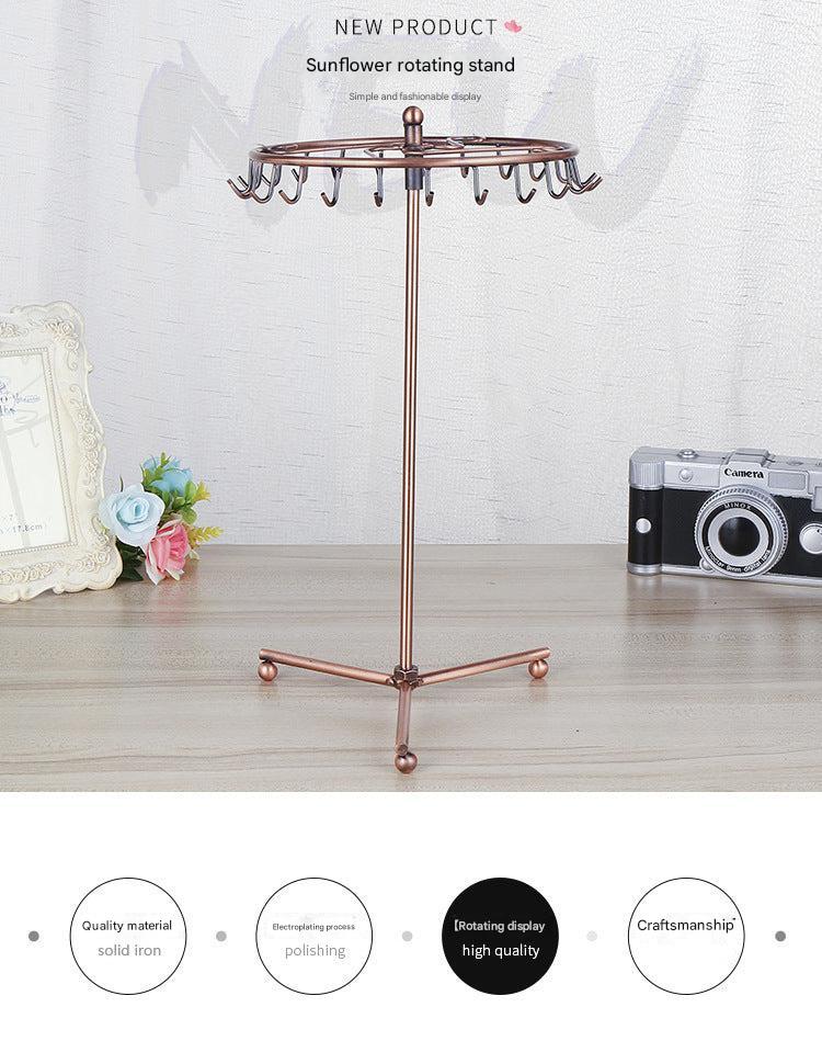 Compact Round Base Jewelry Stand on White Background