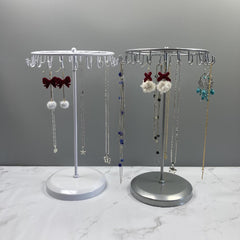 Front View of Elegant Black Metal Jewelry Stand