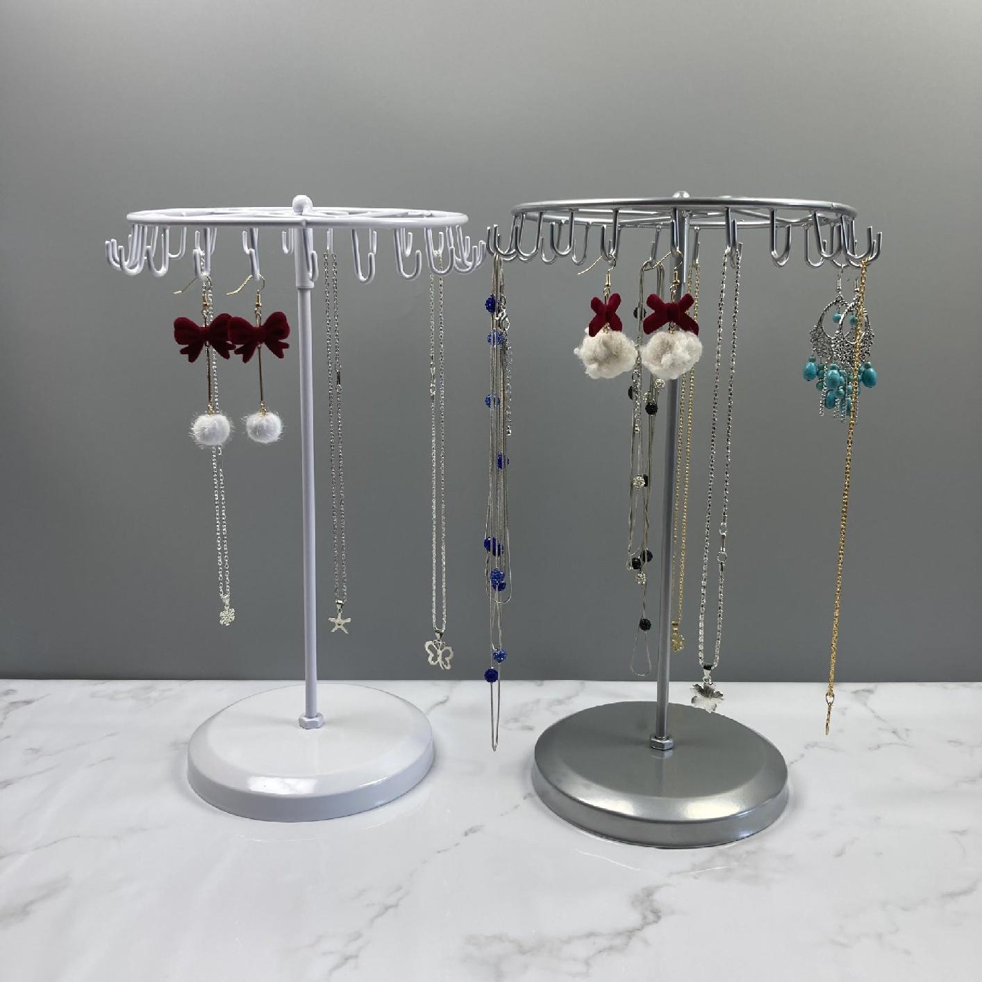 Front View of Elegant Black Metal Jewelry Stand