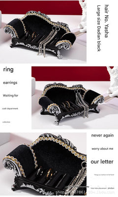 Modern black resin jewelry holder for rings and earrings