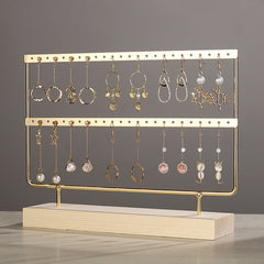 Elegant Wooden and Iron Earring Holder Front View