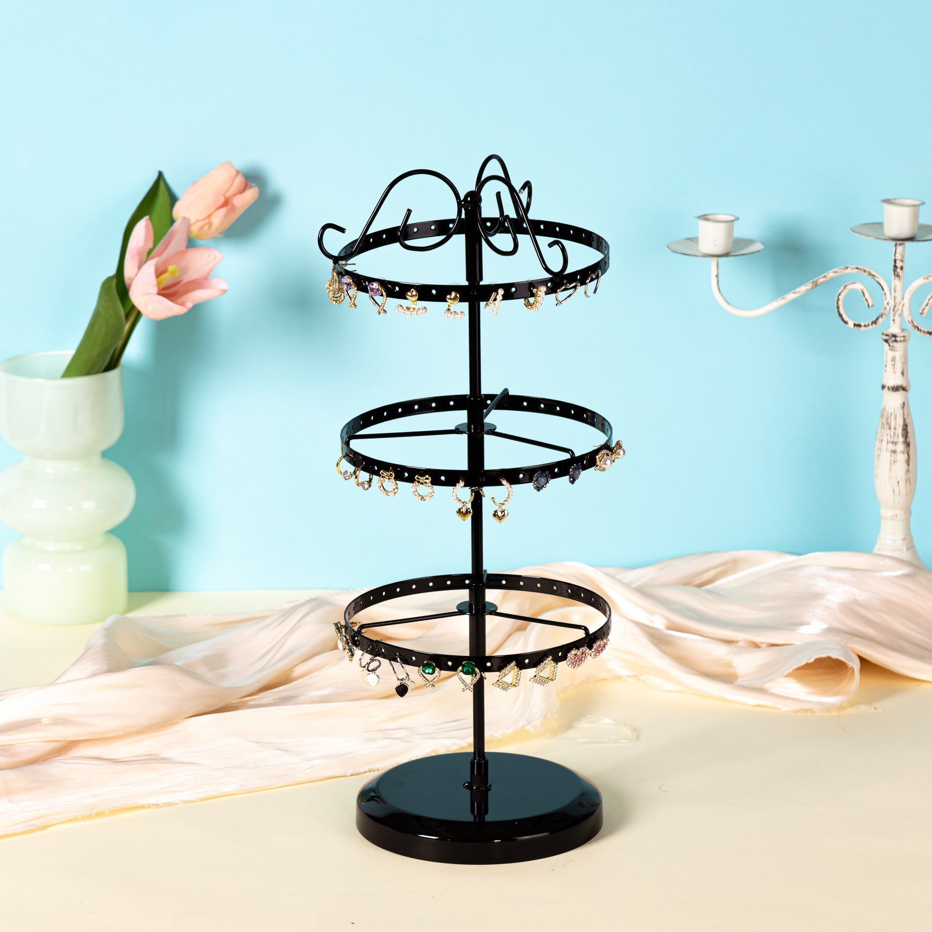 Stylish white earring display organiser