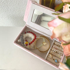 Elegant velvet jewellery box with miniature furniture design