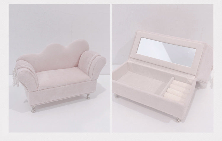 Compact pink velvet vanity for jewellery display