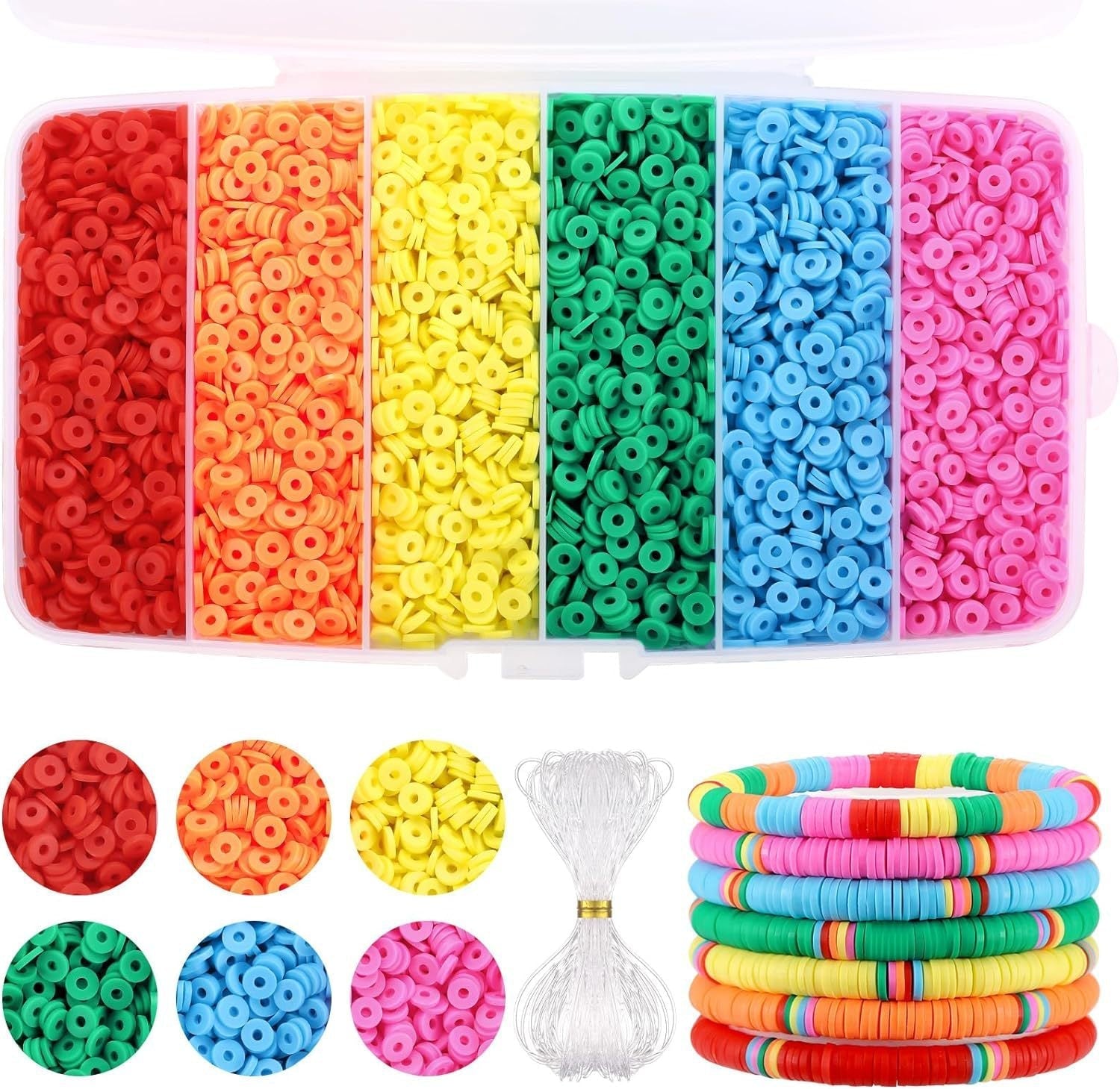 Colourful assorted clay beads for DIY projects