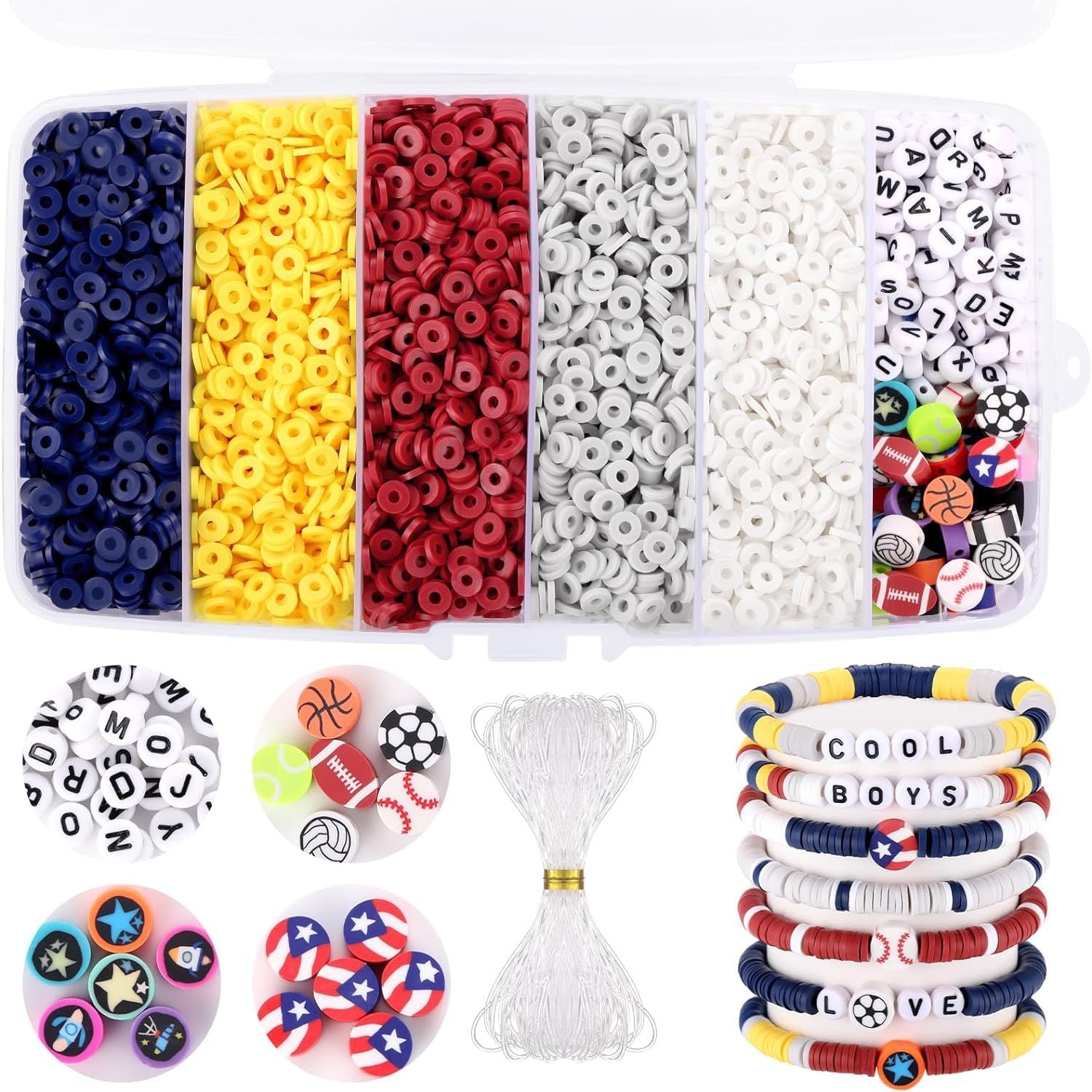 Multi-colour clay beads for jewellery making