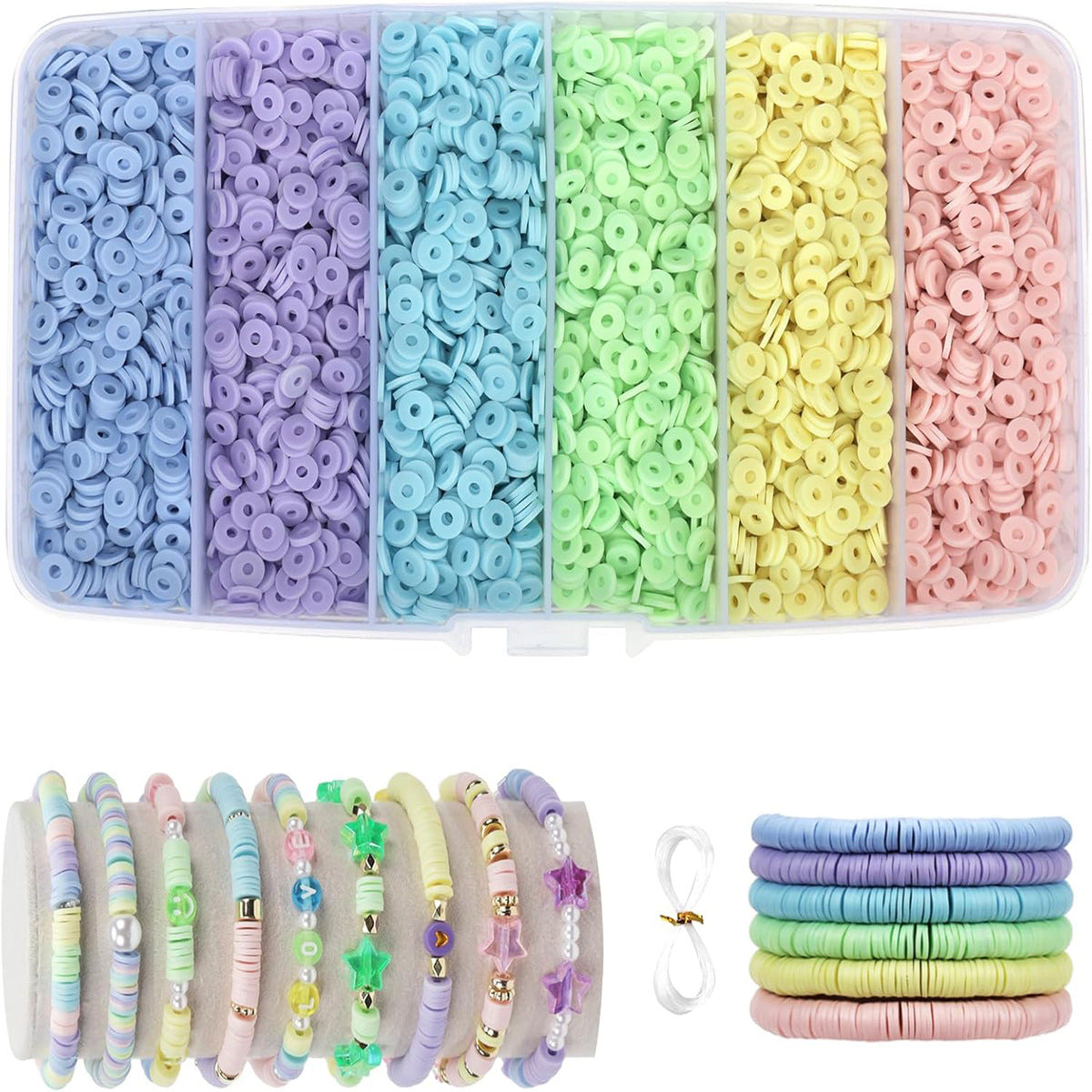 Montage of DIY clay beads in various shades
