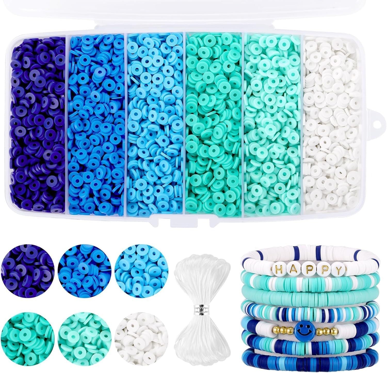 Montage of DIY clay beads in various shades