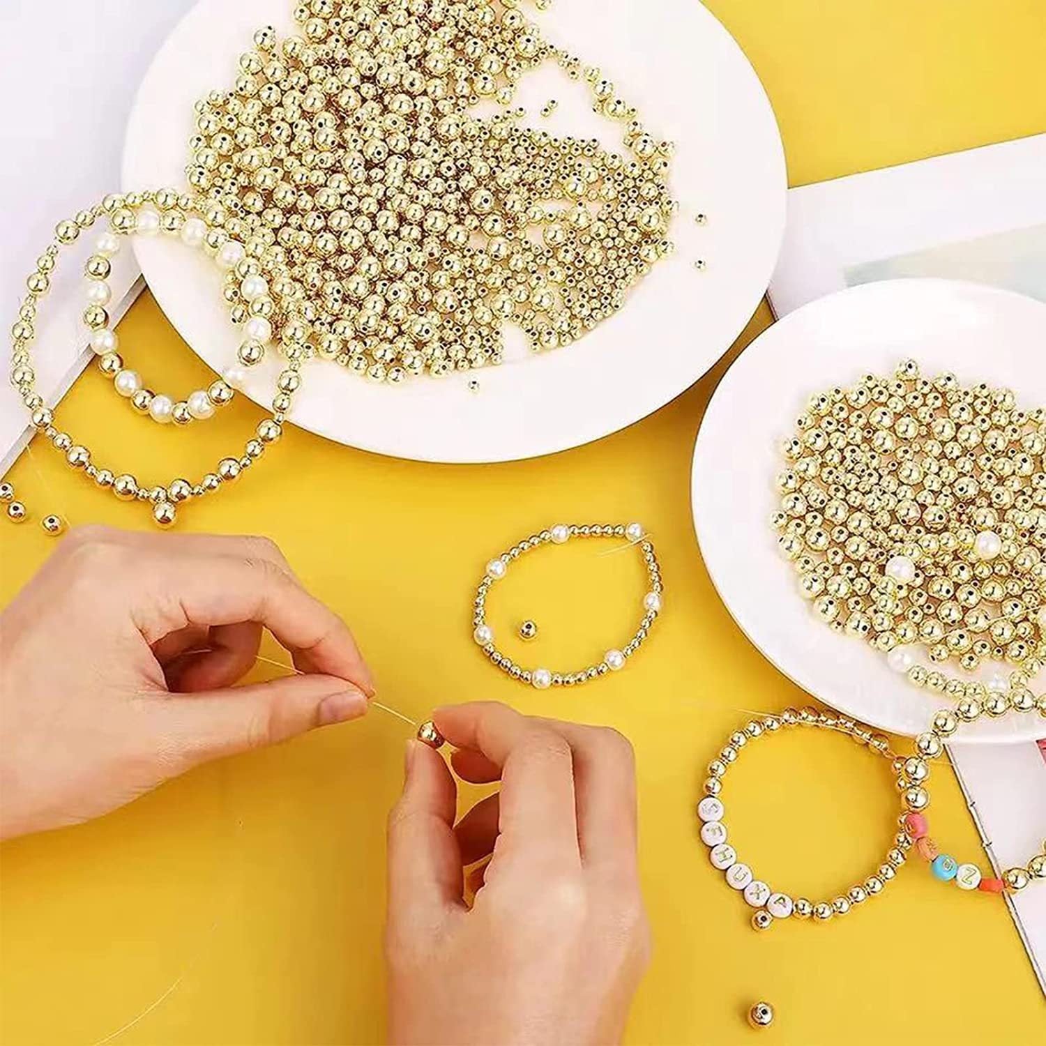crafting setup with pearl star spacer beads