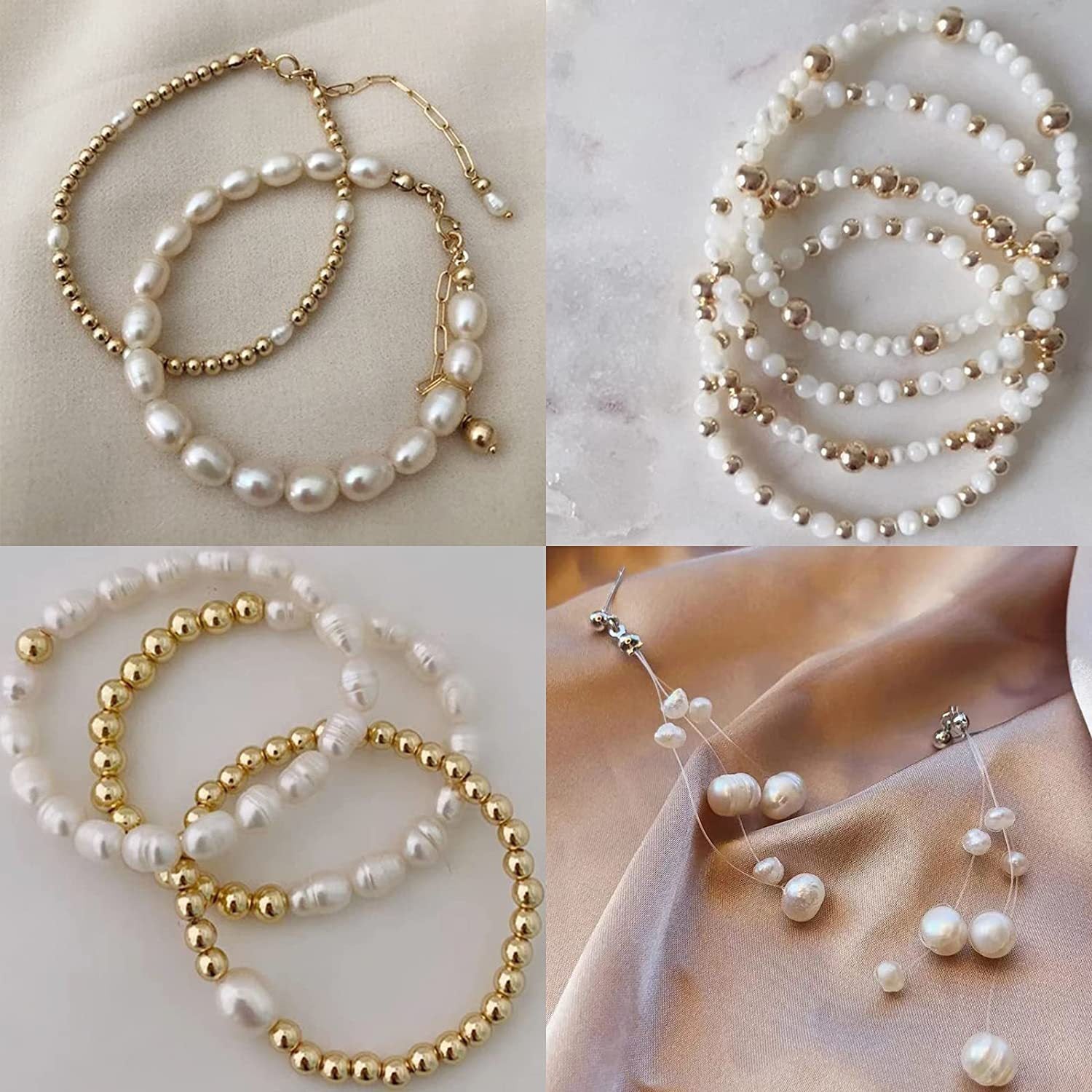 close-up of imitation pearl beads for crafts