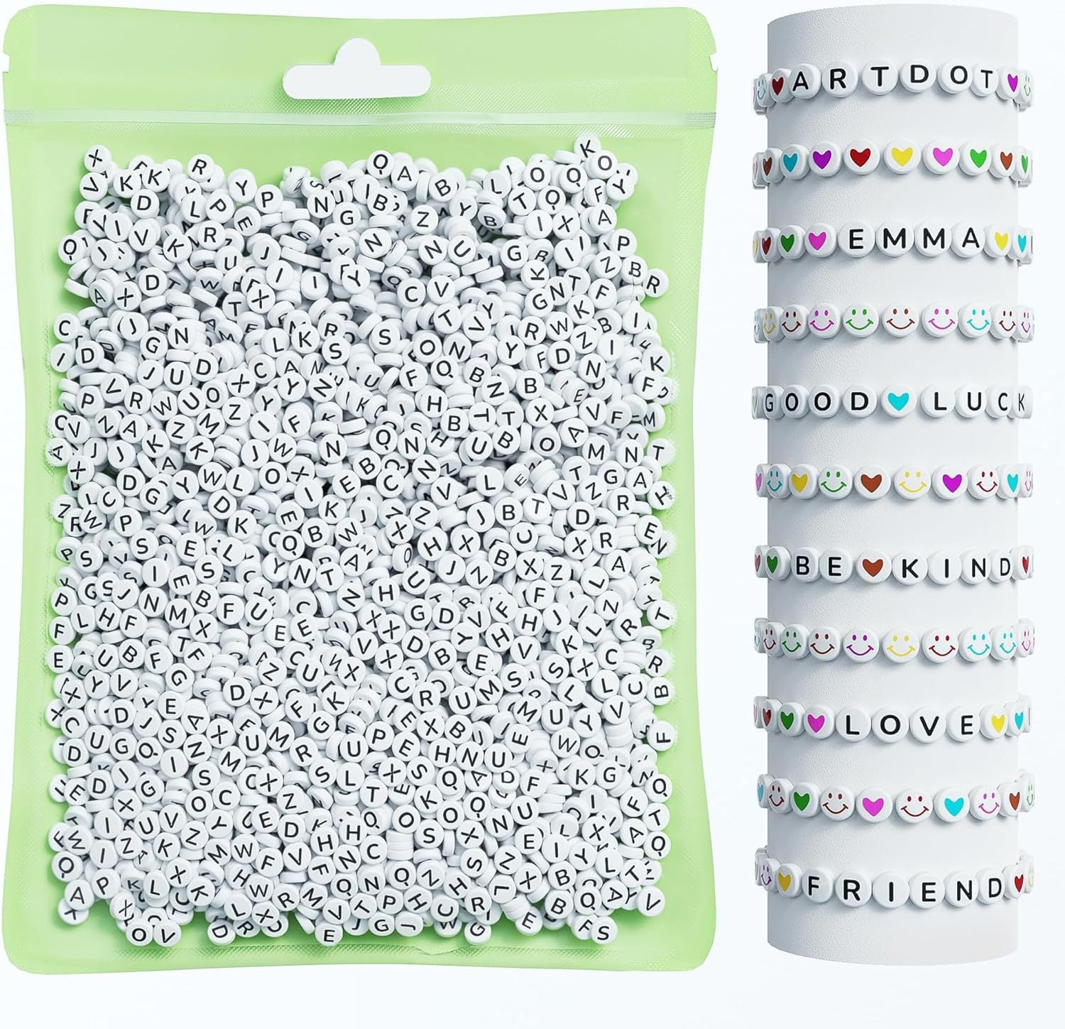 Bead kit components displayed artistically