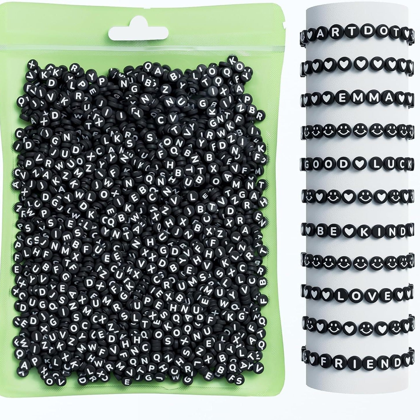 Close-up of colorful acrylic beads for crafting