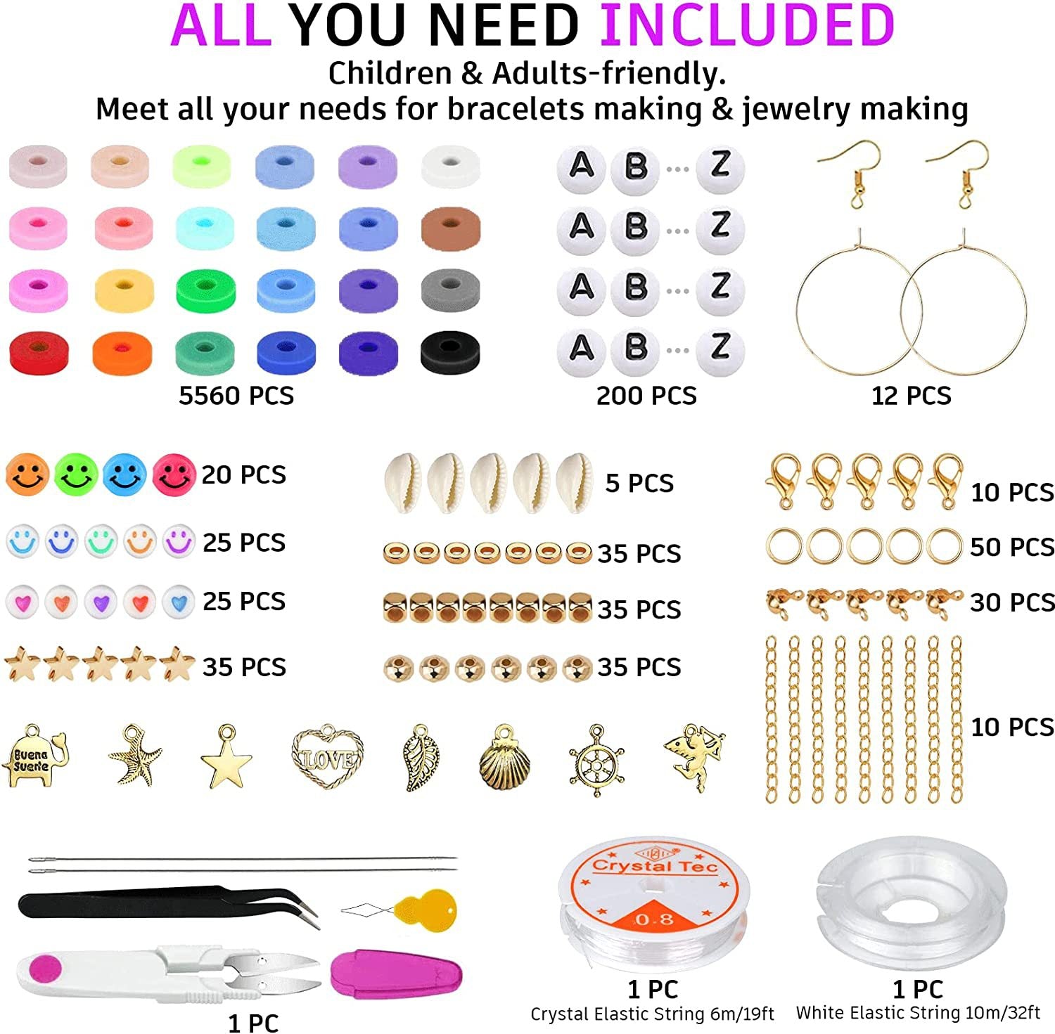 Packaging of colourful clay beads for crafting