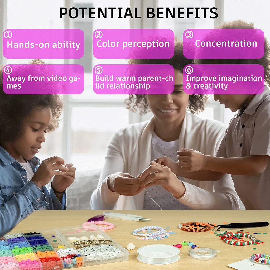 Overview of crafting tools with beading kit