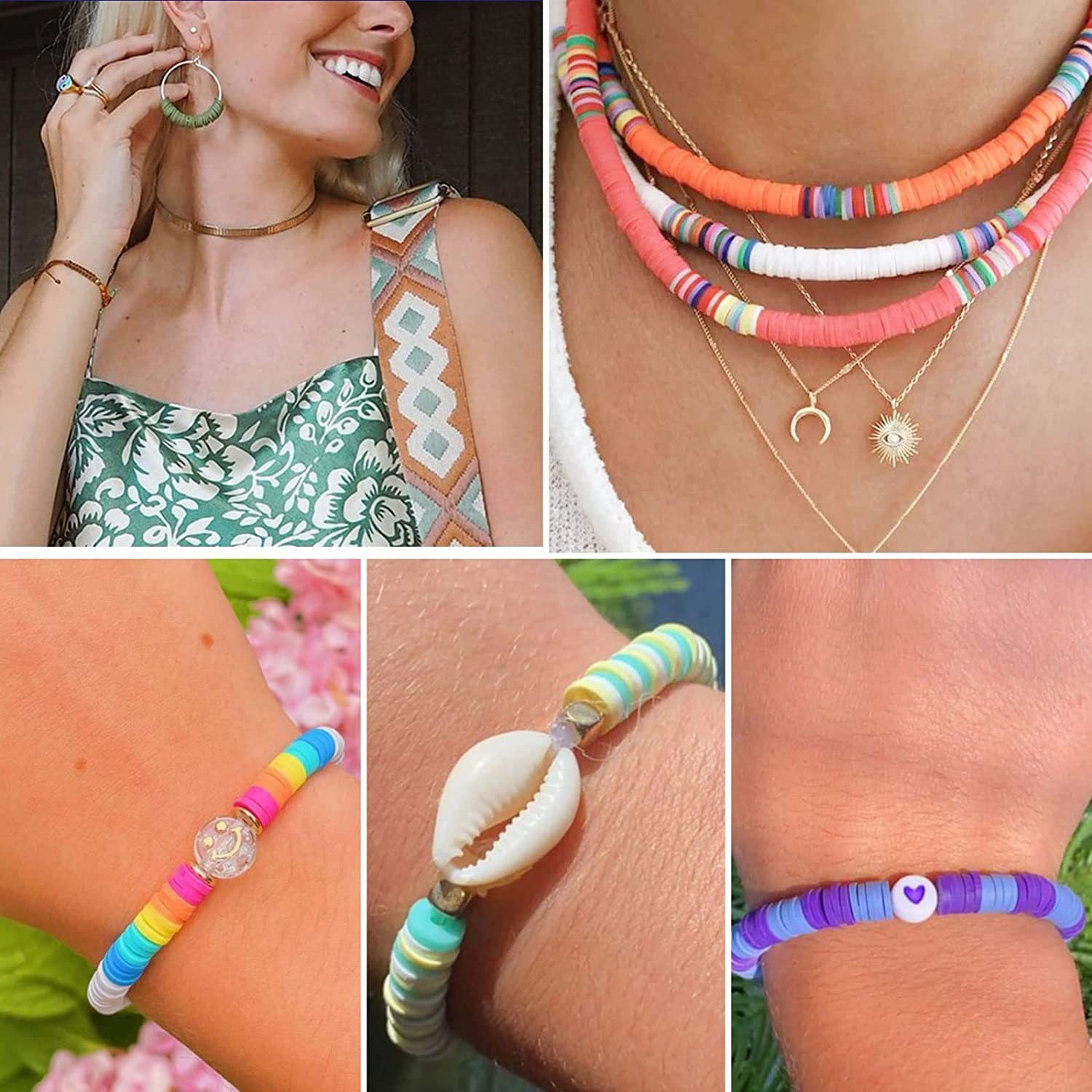 Vibrant array of clay beads in various tones
