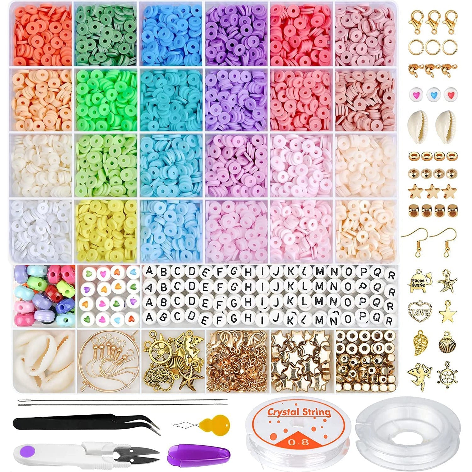 Artistic arrangement of clay beads for DIY projects