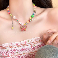 Vibrant Colour Pearl Necklace on display