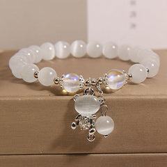 Detailed shot of cat's eye stones in bracelet
