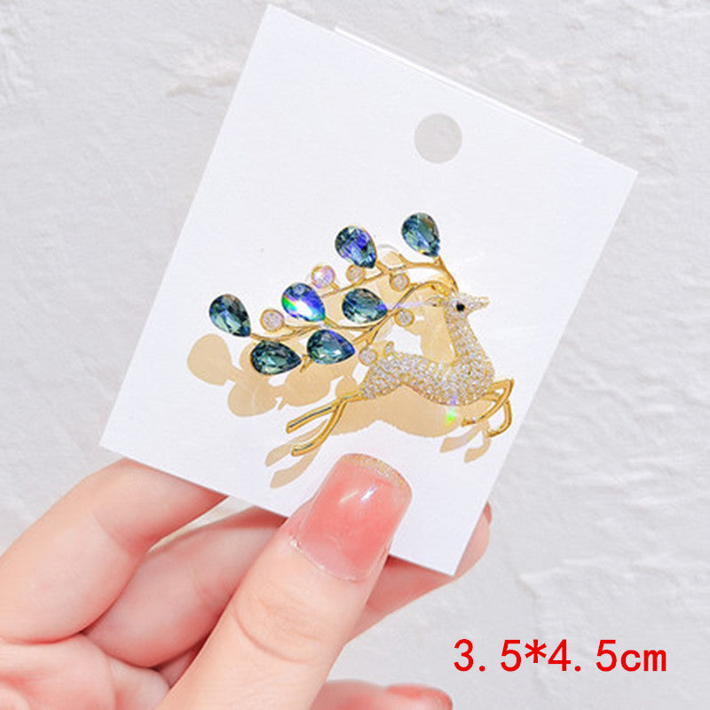 Close-up of the blue crystal brooch design