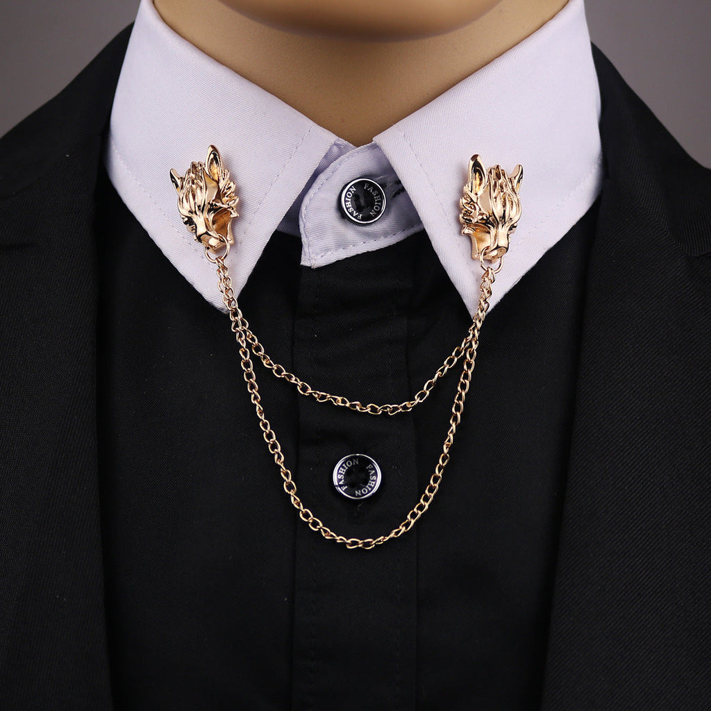 Stylish Alloy Wolf Head Brooch Image 1