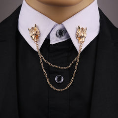 Stylish Alloy Wolf Head Brooch Image 1