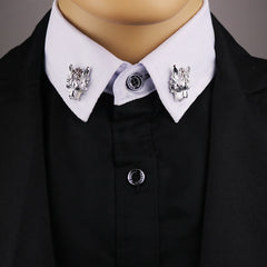 Silver Wolf Head Pin Display