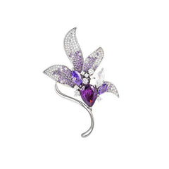 Detailed view of floral pin with intricate design