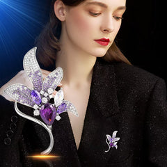 Multiple angles of Purple Lily Brooch showcasing style
